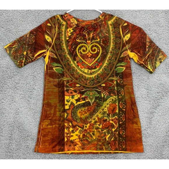 Women's Small (S) Cato Wearble Art Blouse Colorful Artistic Vibrant Short Sleeve - Picture 6 of 10